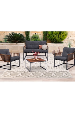 Conjunto de jardim Ozéa 4 lugares em aço cinzento e corda