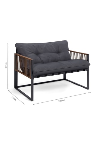 Conjunto de jardim Ozéa 4 lugares em aço cinzento e corda