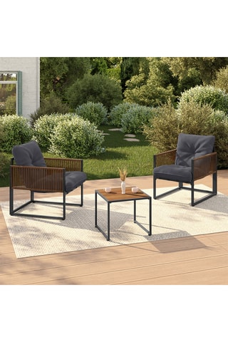 Conjunto de jardim Ozéa 2 lugares em aço cinzento e corda