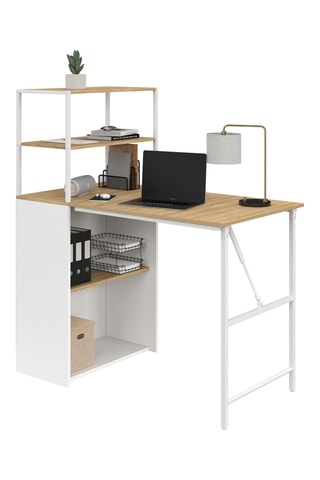 Bureau bibliothèque 2-en-1 pliable Raya - 103,5 x 120 x 60 cm