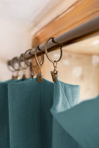 Cortina ajustable de algodón Gaia -  Azul pato - 140 x 300 cm