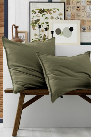 Funda de almohada de franela de algodón Candice - Caqui