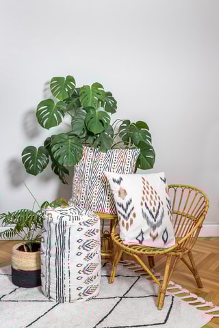 Parure de couette en coton 57 fils/cm² Ethnic - Blanc cassé et noir