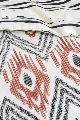 Parure de couette en coton 57 fils/cm² Ethnic - Blanc cassé et noir