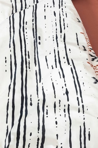 Parure de couette en coton 57 fils/cm² Ethnic - Blanc cassé et noir