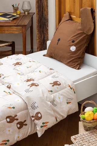 Juego de colcha Pompon - Rosa pastel y marrón