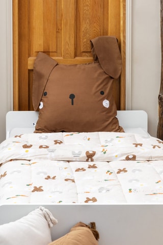 Juego de colcha Pompon - Rosa pastel y marrón