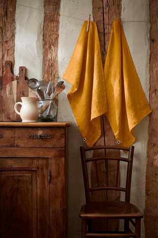 2 paños de lino lavado Soline Mostaza