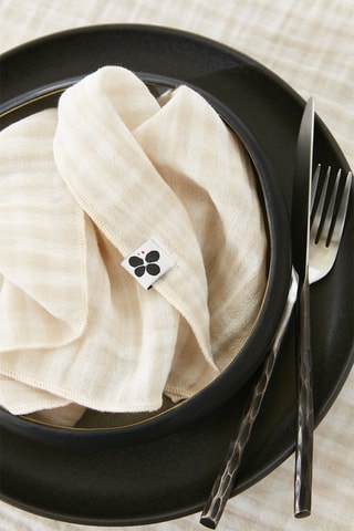 3 servilletas de tela Vickie - Beige y blanco