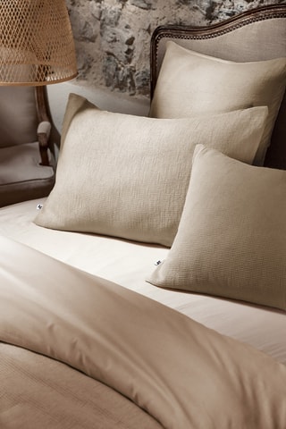Taie d’oreiller réversible en coton 57 fils/cm² Alma - Beige