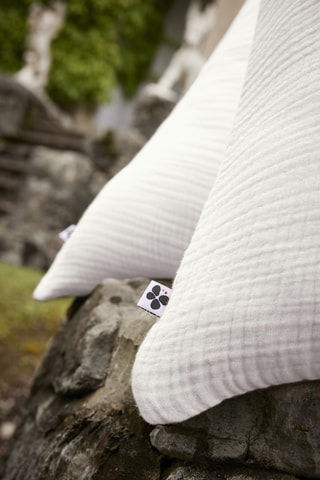 Funda de almohada de cuádruple gasa de algodón Ina - Blanco