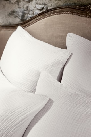 Funda de almohada de cuádruple gasa de algodón Ina - Blanco