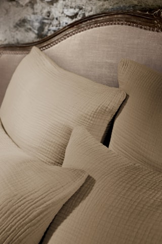 Funda de almohada de cuádruple gasa de algodón Ina - Beige