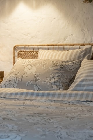 Housse de couette en coton 57 fils/cm² Nora - Beige et blanc