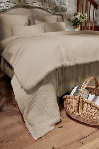 Colcha de cuádruple gasa de algodón Ina - Beige