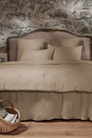 Funda nórdica de cuádruple gasa de algodón Ina - Beige oscuro