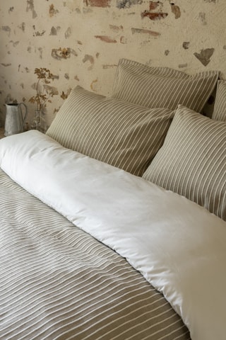 Housse de couette en coton 80 fils/cm² Tim - Blanc et marron clair