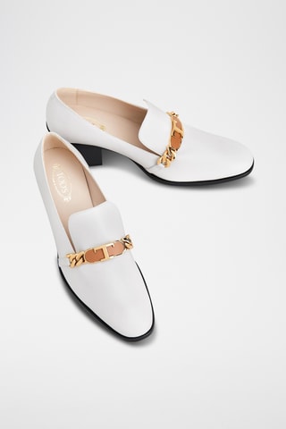 Mocasines de piel de tacón - Blanco