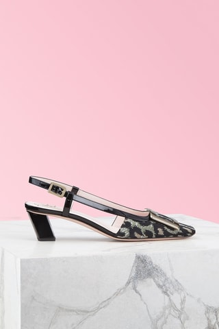 Zapatos de piel de charol de tacón - Negro