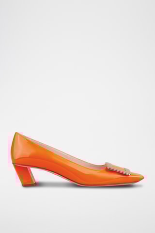 Zapatos de piel de charol de tacón - Naranja