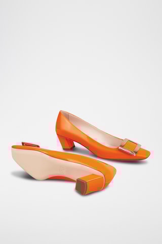 Zapatos de piel de charol de tacón - Naranja