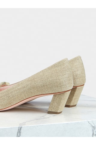 Zapatos de lino de tacón - Beige