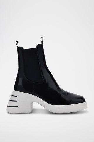 Botas de piel de tacón - Negro