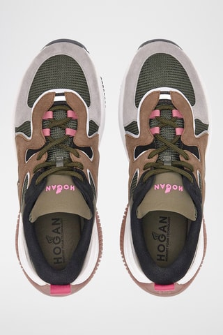 Zapatillas de piel - Verde y marrón