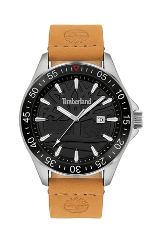 Reloj de cuarzo de piel y chapado en ion de plata Lehighton-Z - Camel y negro