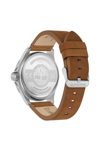 Reloj de cuarzo de piel y chapado en ion de plata Lehighton-Z - Camel y azul marino