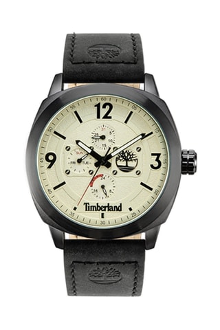 Reloj de cuarzo de piel Guelph Z - Negro y gris metalizado