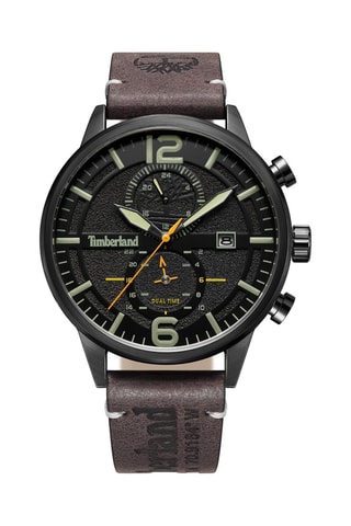 Reloj de cuarzo de piel Middlesex - GMT - Marrón y negro