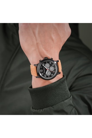 Reloj de piel - Cronógrafo - Beige y negro