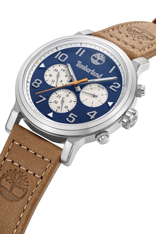 Reloj de piel - Cronógrafo - Marrón y plateado