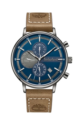 Reloj de cuarzo de piel Sterling - Marrón y plateado