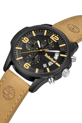 Montre en cuir - Chronographe - Beige et noir