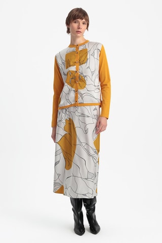 Casaco de malha - Mostarda e cru