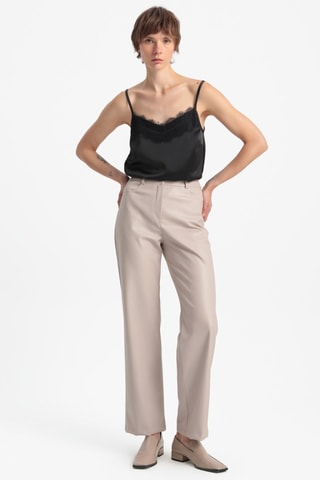 Calças wide legs - Bege-claro