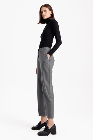 Calças estilo cenoura 7/8 cintura subida - Cinzento mesclado