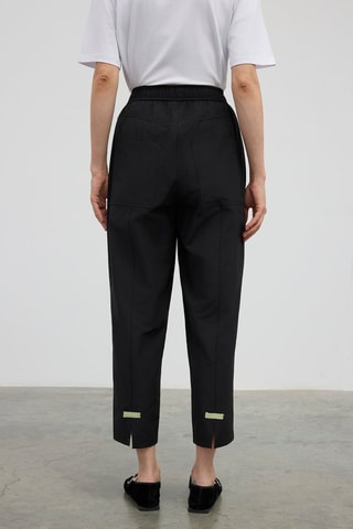 Calças 7/8 de cintura alta - Preto