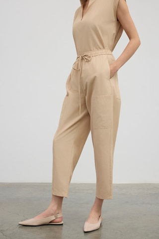 Calças de cintura alta - Bege