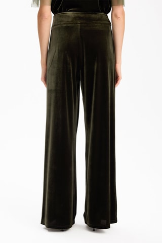Calças palazzo em veludo - Caqui