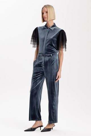 Calças direitas em veludo - Cinzento