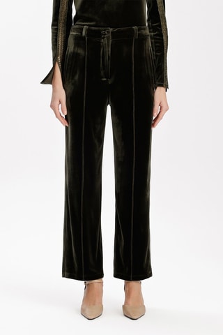 Calças direitas em veludo - Caqui