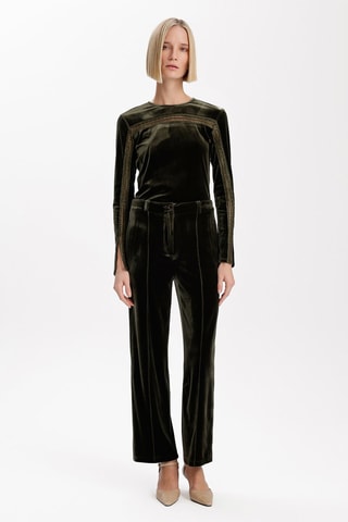 Calças direitas em veludo - Caqui