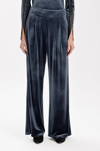 Calças palazzo em veludo - Cinzento