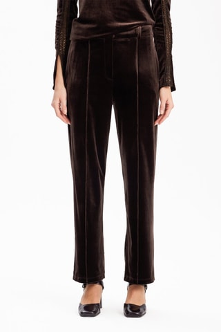 Calças straight leg em veludo - Castanho