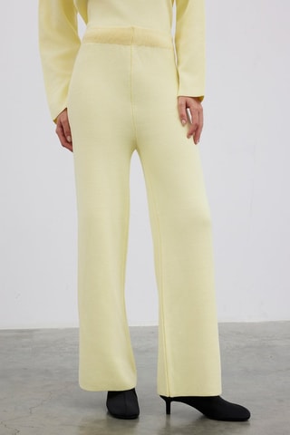 Calças wide legs - Amarelo-pálido