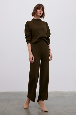 Calças wide legs - Caqui