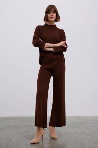 Calças wide legs - Castanho